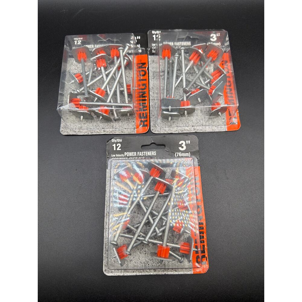 Remington 3” Power Fasteners Concrete Nails Square Washer Lot of 3 12ct packs